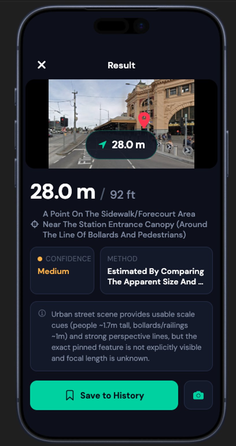 Estimated distance result: 28 metres
